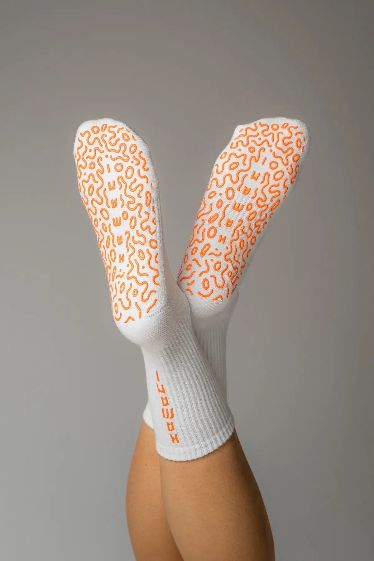 Grip Socks 'ENERGY' in Off-White & Orange